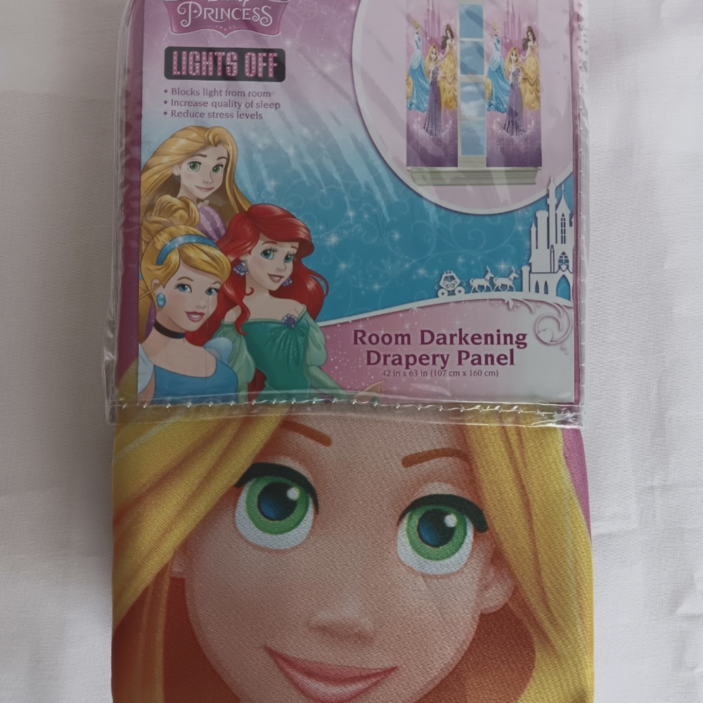 2 Disney Priness Lights Off Drapery/Curtain Panels. Fits Standard Ctn Rod